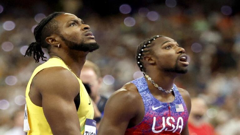 Paris 2024 Noah Lyles y Kishane Thompson final 100 metros foto EFE