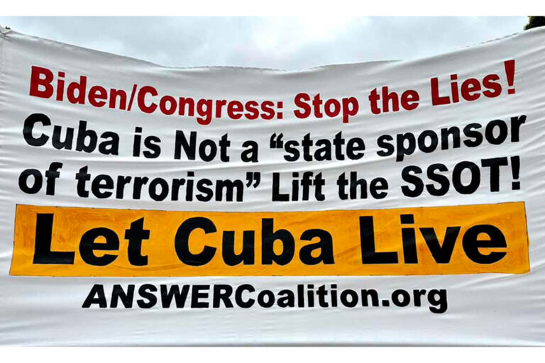 De Ramonet a Biden: "¡Saque a Cuba de la lista de patrocinadores del terrorismo!" 1 cartel cuba fuera lista terrorismo