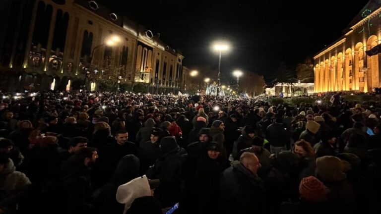 Manifestantes se movilizan frente a la sede del Parlamento georgiano 1 Georgia 1